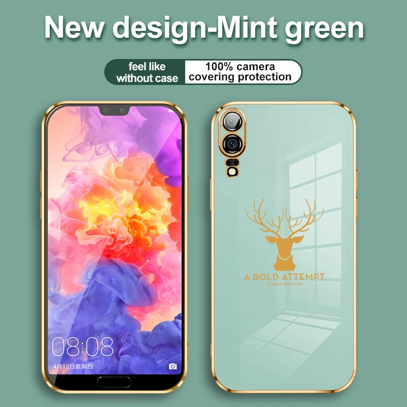 

Phone Case For Huawei Mate 20 30 40 P50 P40 P30 P20 Pro Lite 2019 4G 5G Anti Fall Electroplating Deer Straight Edge Soft Cover
