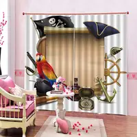 Classic home Decor 3D parrot Window curtains with Pirate essential series curtain For Children's room