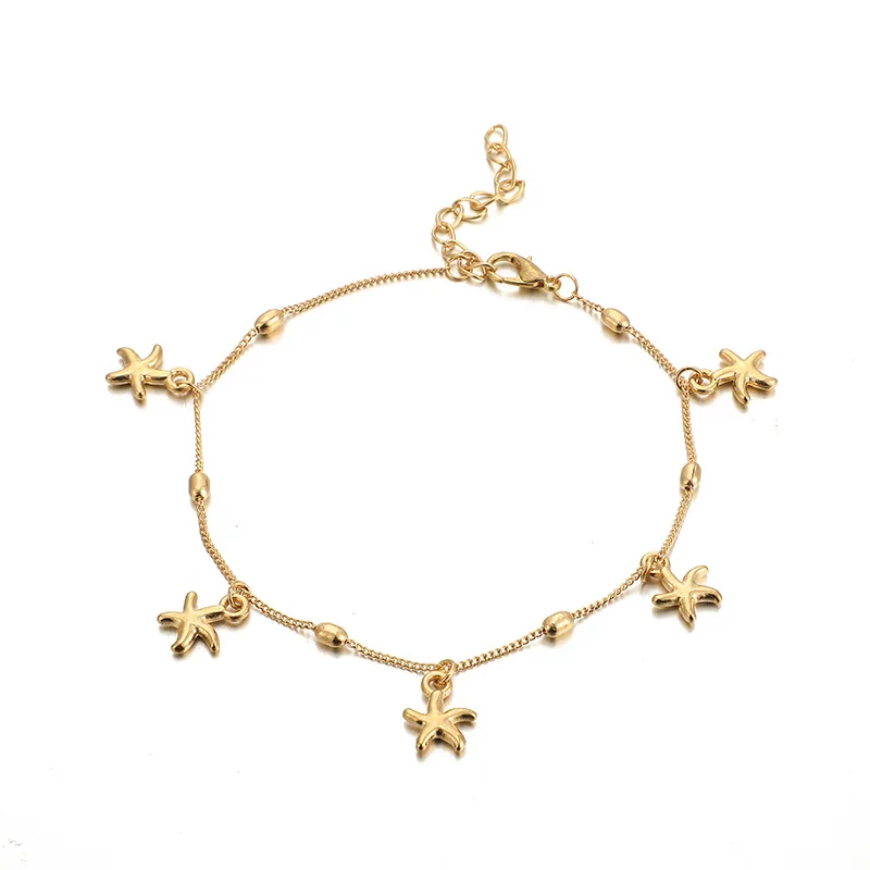 

European and American Cross-Border Ornament Fashion Starfish Anklet Handmade Stars Single-Layer Anklet Anklet