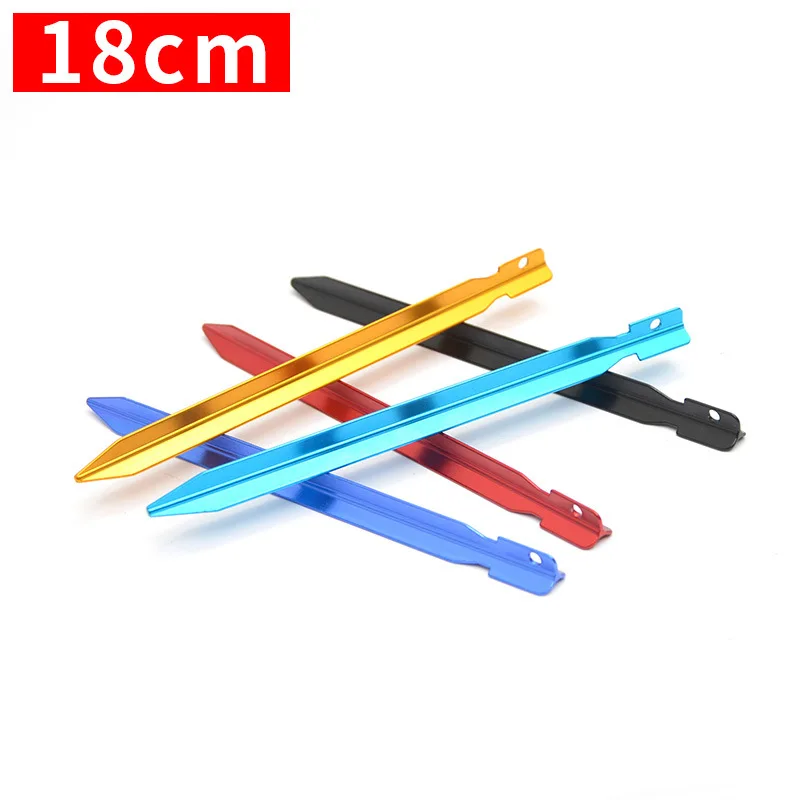 

6 Pcs of Outdoor Ultra-light Three-sided Nail Rainbow color Aluminum Tent Accessories Reinforced Type V-shaped Floor Nail 18cm