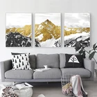 3 шт., абстрактные настенные картины Золотая Снежная гора