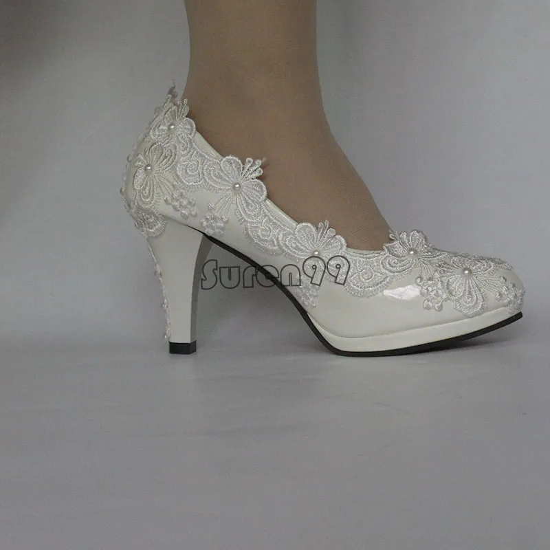 Свадебные туфли на каблуке 8 см свадебные высоком с жемчугом | Обувь
