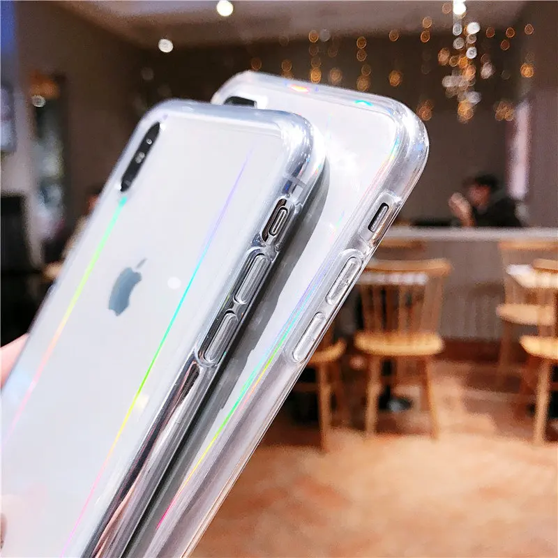 

Luxury Laser Tempered Glass Case for iPhone 11 Pro Max 7 8 Plus XR Clear Shockpoof Glitter Cover for iPhone XS MAX X 6 6s SE