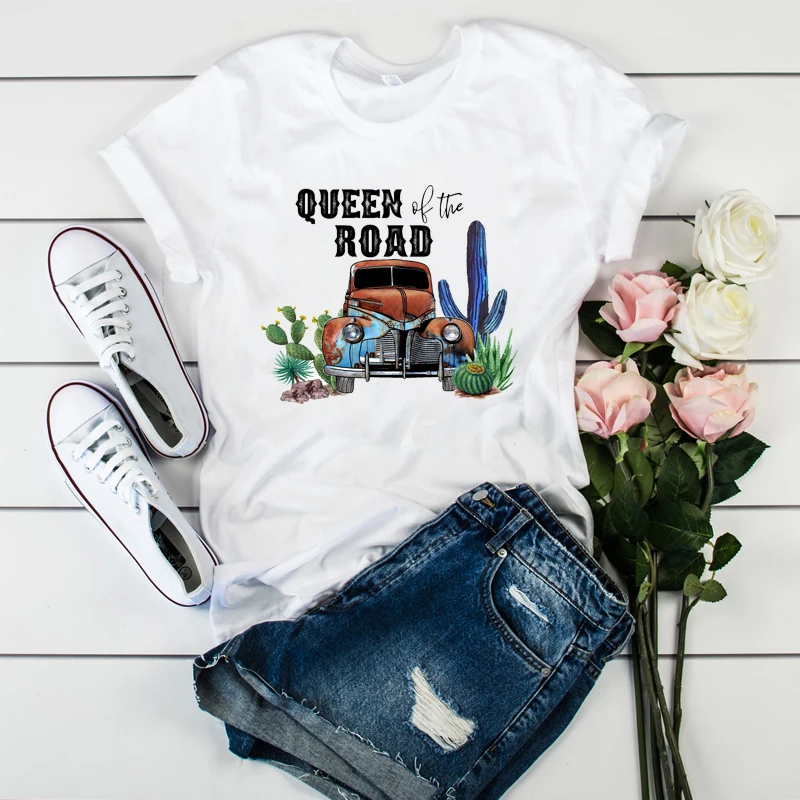 

Female Printed Vintage Soul Flower Truck Short Sleeve Fashion Ladies Camisas Mujer Womens T Tee T-shirt Women Graphic T-shirt
