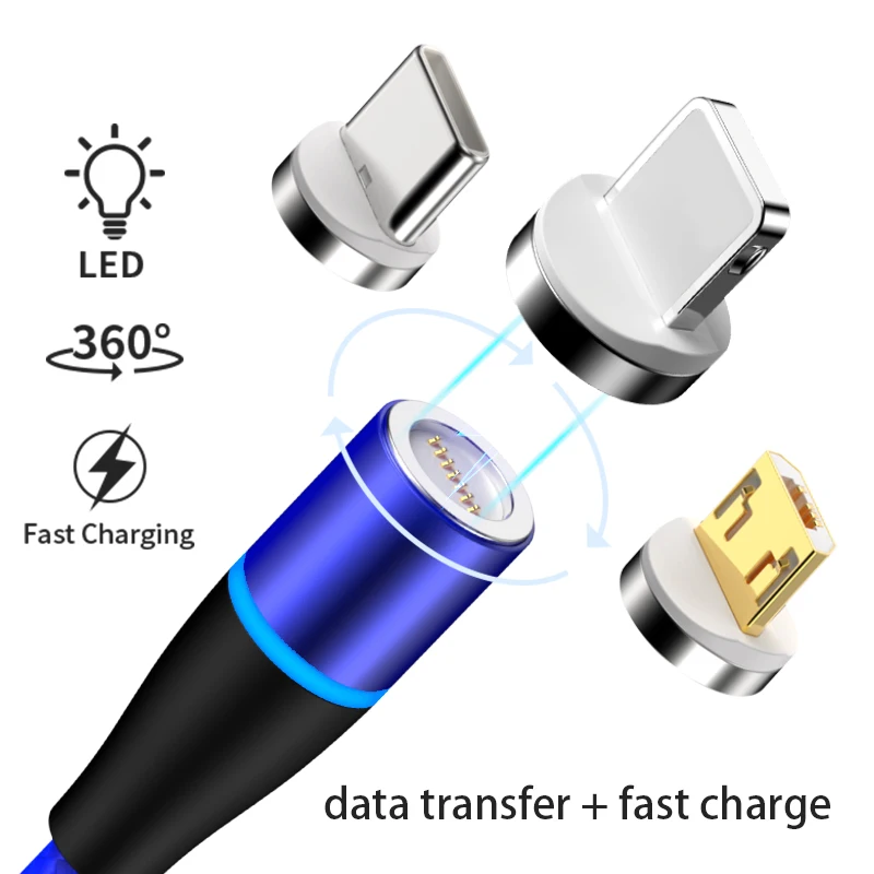Магнитное зарядное устройство Micro USB кабель type C 3A кабель для быстрой зарядки телефона Магнитный кабель для передачи данных для Iphone кабель для зарядного устройства кабель для телефона Android