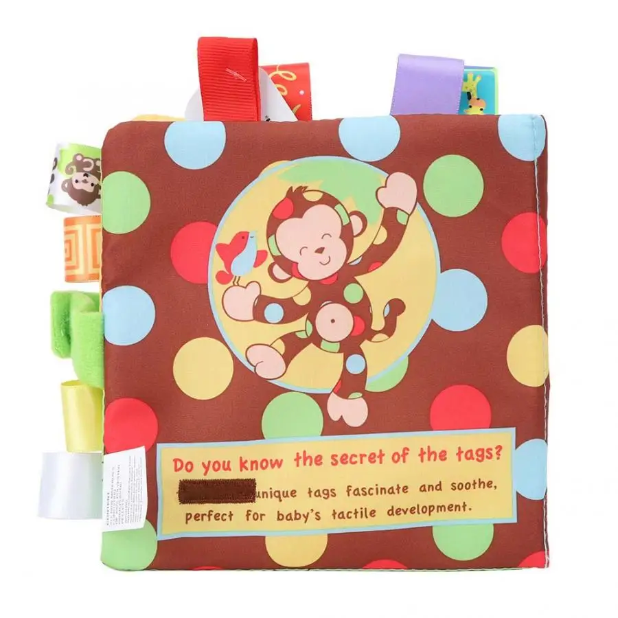 Обучающие тканевые книжки для новорожденных с изображением животных обезьяны