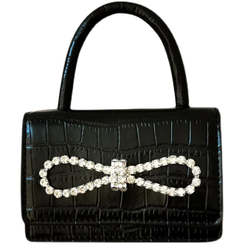 

Women's Handbag Diamond Bow Decoration Crocodile Pattern Shoulder Bag European And American Fashion Versatile Totes