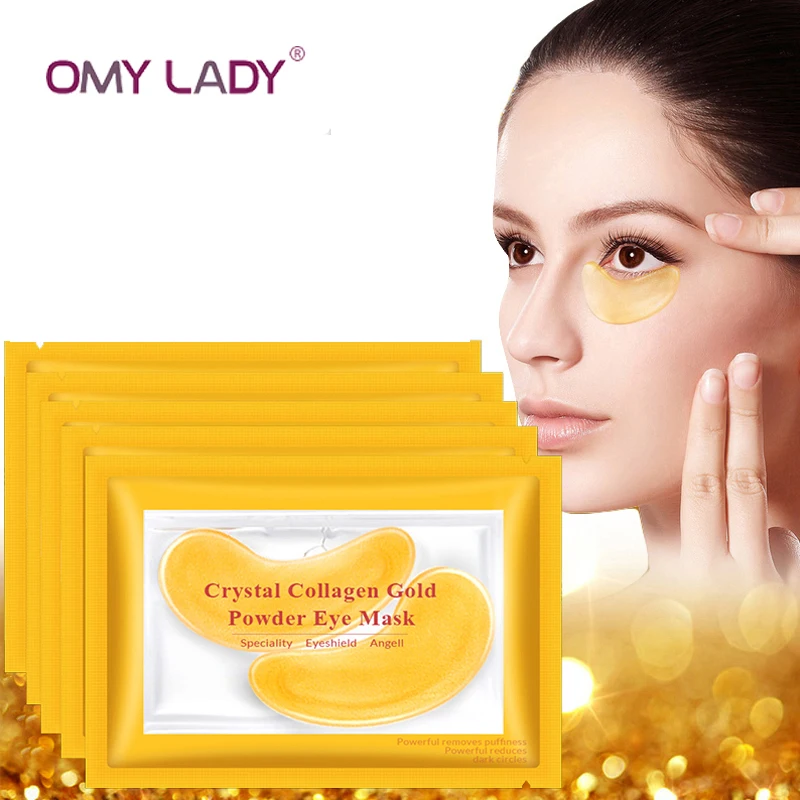 Золотая маска для глаз с гиалуроновой кислотой OMY LADY кристальная коллагеновая