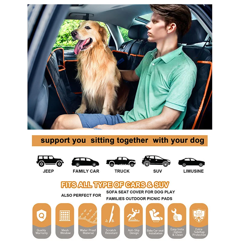 Dog Car Seat Cover Splittable Waterproof Travel Hammock Cushion Pet Carry Supplies With Zipper And Pockets Accessories | Дом и сад