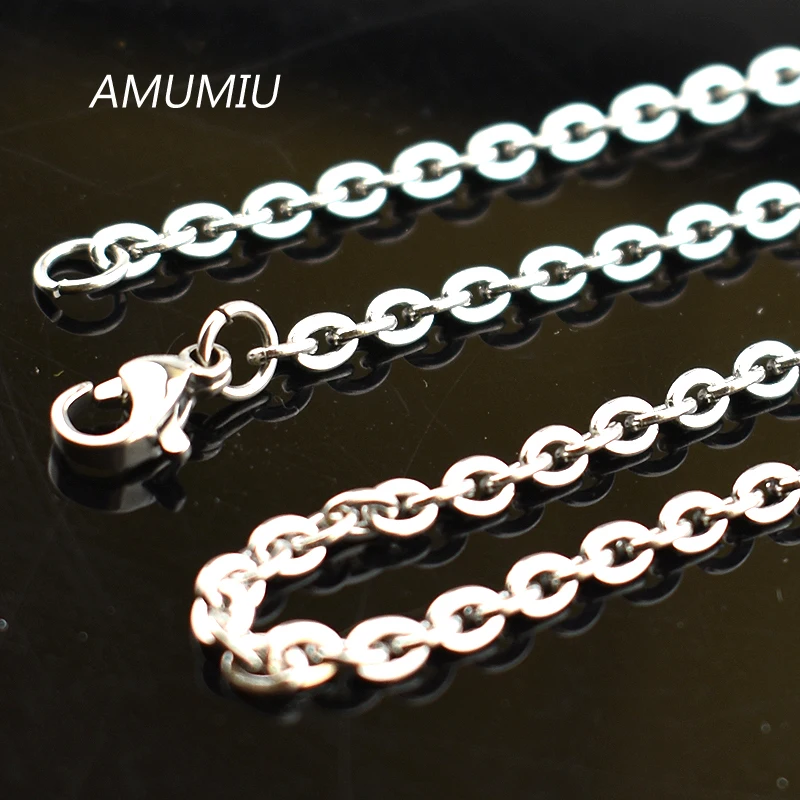 Заводская цена AMUMIU! Цепочка для подвесок 3 мм ожерелье из нержавеющей стали 316L