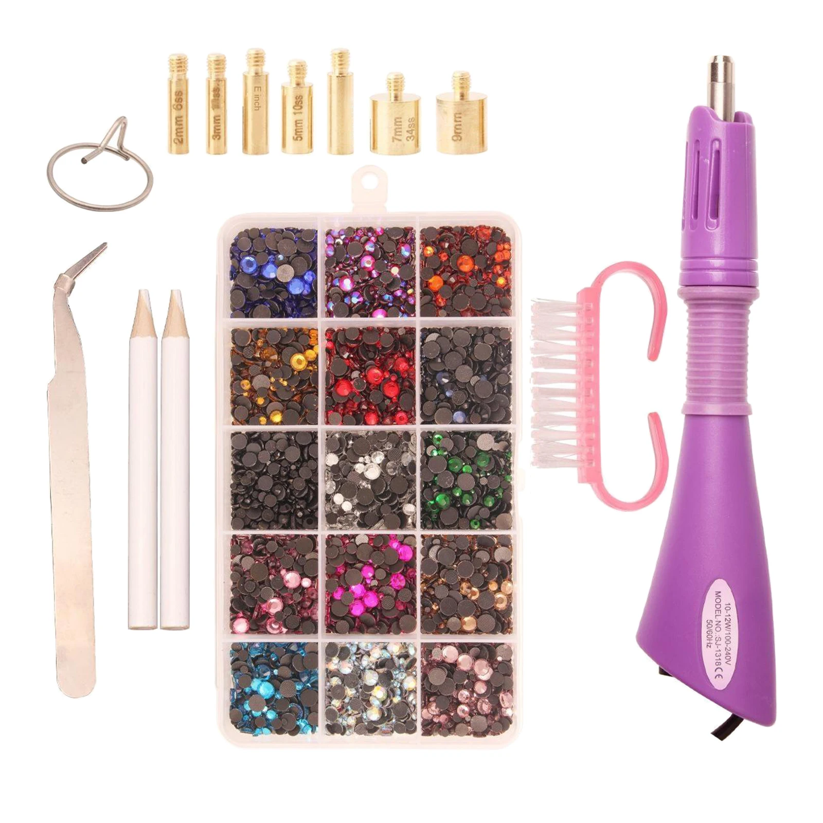 

US Plug Hot Fix Applicator Machine Rhinestone Setter with 7 Tips Kit Set