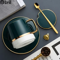 gold luxury ceramic coffee cup with spoon minimalist afternoon tea cups cup and saucer set high quality japan style ceramic mug