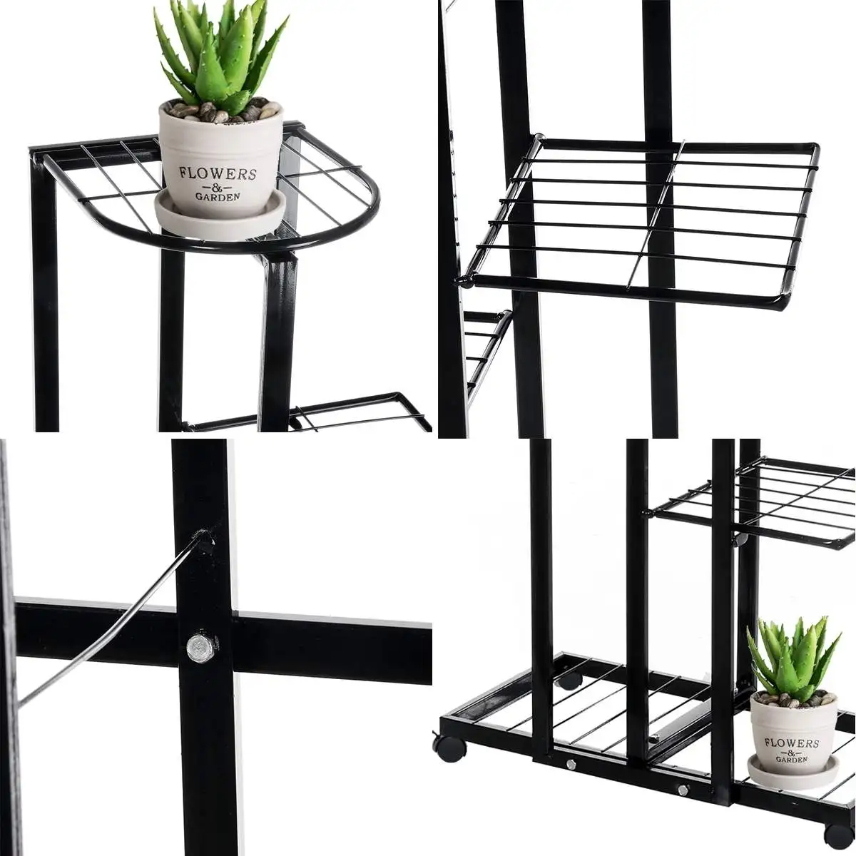

6/4 Tier Folding European Wrought Iron Flower Stand Indoor Outdoor Flower Stand Rack Floor-standing Balcony Flower Pot Shelves