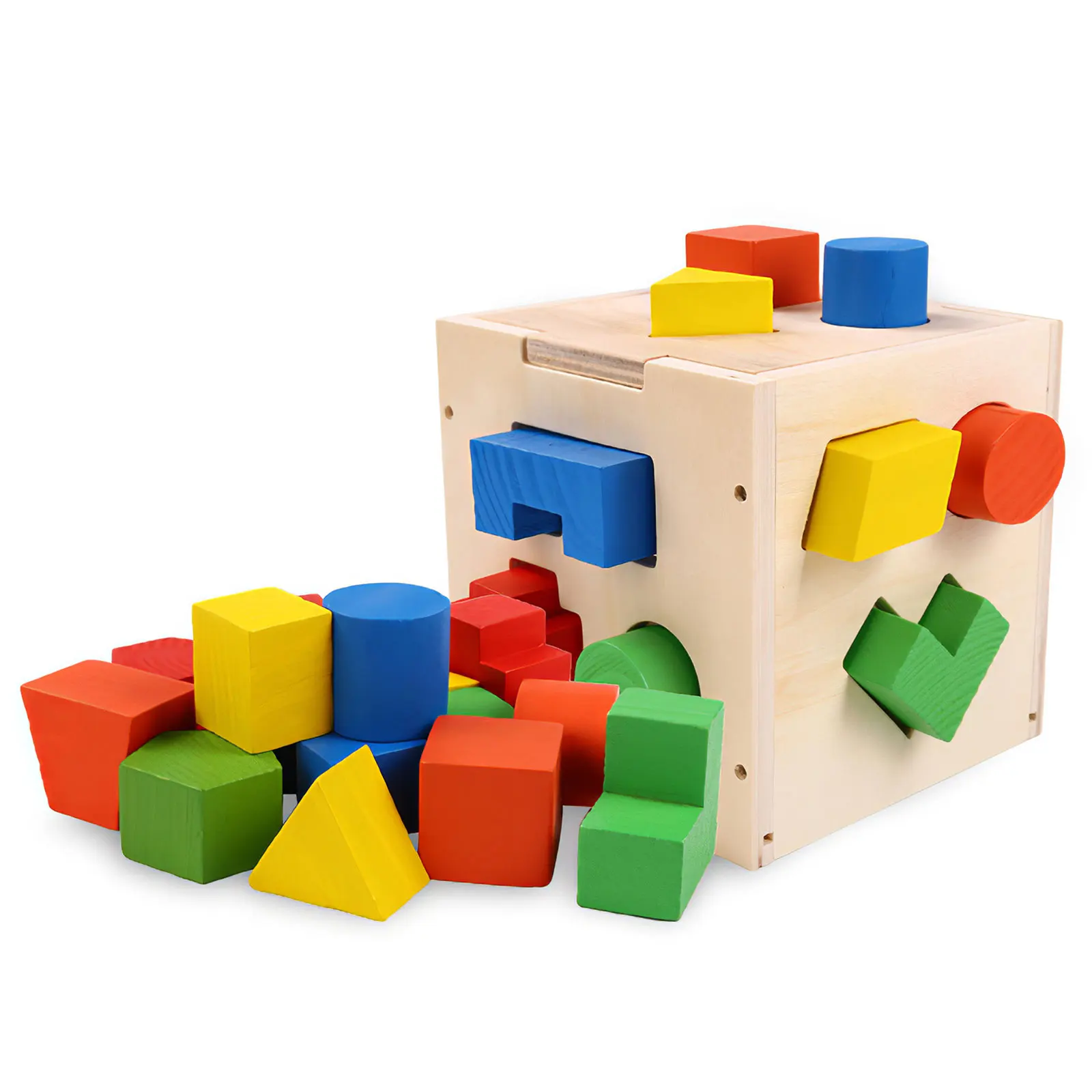 

Деревянная игра-пазл геометрической формы, строительные блоки с 15 отверстиями, подходящая интеллектуальная коробка, детские развивающие И...