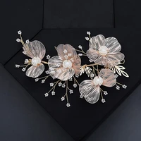pearl bridal wedding hair accessories gold color flower headband for women hair pins silver bride headpiece jewelry gifts