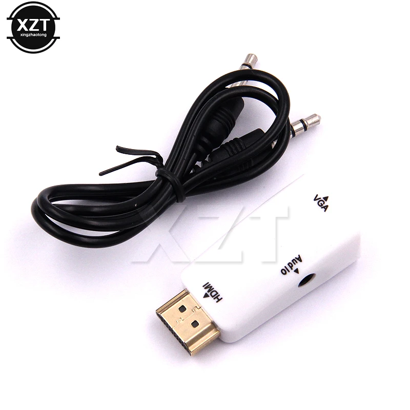 Адаптер HDMI совместимый с VGA преобразователь аудиокабелей со штекером 3 5 мм на
