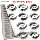 Накладные ресницы оптом 103060100 шт Visofree ресницы 3D ресницы серо-коричневого цвета без коробки естественные Ложные ресницы накладные ресницы для макияжа оптом