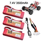 Для Wltoys 144001 car 2s модернизированная литий-полимерная батарея 7,4 В 3500 мАч T-образный разъем для Wltoys 114 144001 литий-полимерный аккумулятор для радиоуправляемого автомобиля с зарядным устройством USB