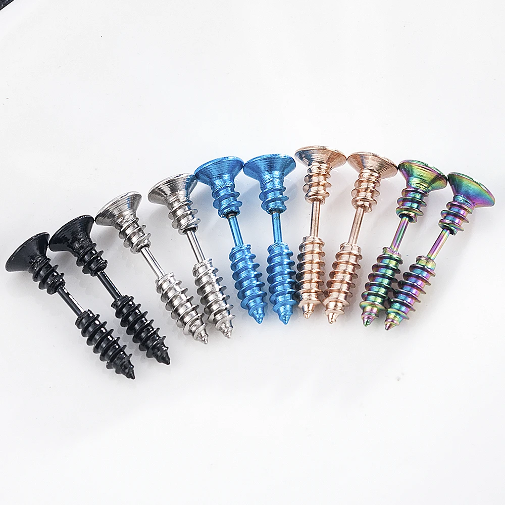 

1 пара носков в стиле «панк» Стиль из нержавеющей стали 5 Цвета мужские серьги-гвоздики для женщин ювелирные изделия уха, рок, готика, унисекс...