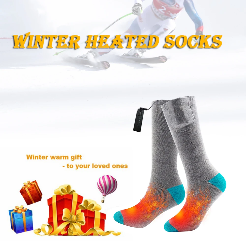Heated Socks Rechargeable Battery Winter Warm High Tube Men Women for Fishing Skiing Hunting Cycling | Спорт и развлечения