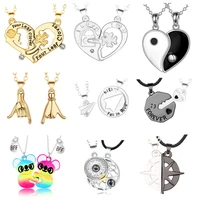 2pcs charm bff friendship koala panda couple heart necklace magnetic half heart pendant necklace friendship gift for women