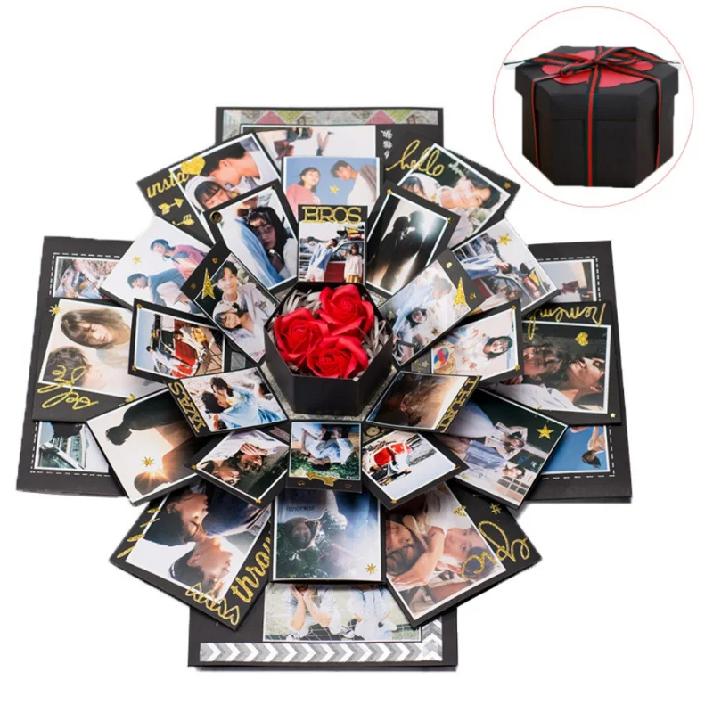 Валентинка DIY коробка-взрыв сюрприз подарок бумажный ручной работы альбом для фотографий памяти годовщина день рождения подарки.