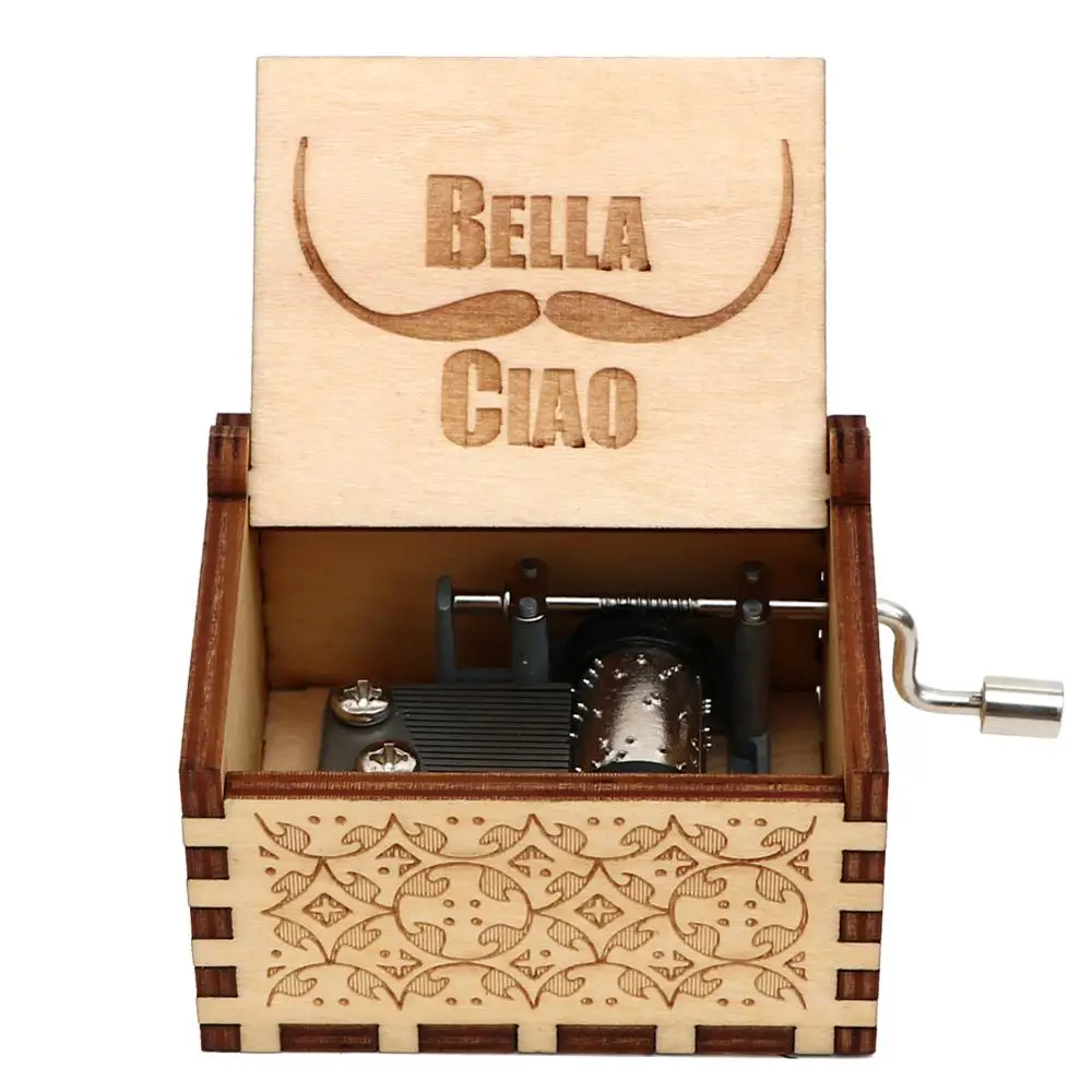 Bella 02 Антикварная деревянная резная музыкальная шкатулка Bella Ciao, ручная музыкальная шкатулка, подарок для мальчика, подарок на день рождения, рождественский подарок, шкатулка, украшение - Цвет: Bella 02