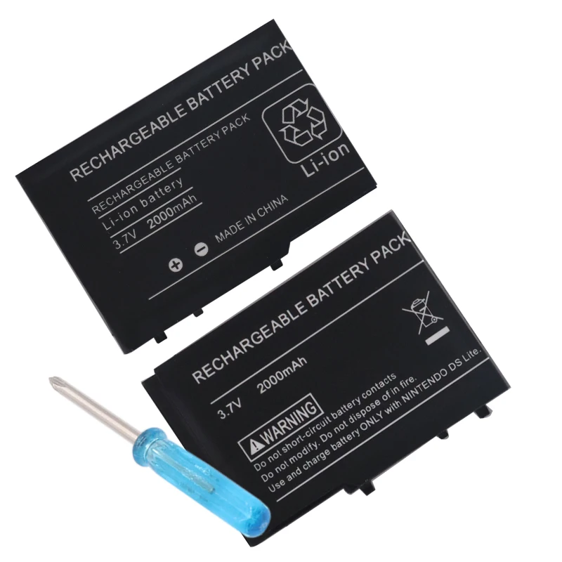 2pcs2000mAh 3 7 V литий ионный аккумулятор + набор инструментов для Nintendo DSL NDS Lite|Батареи| |