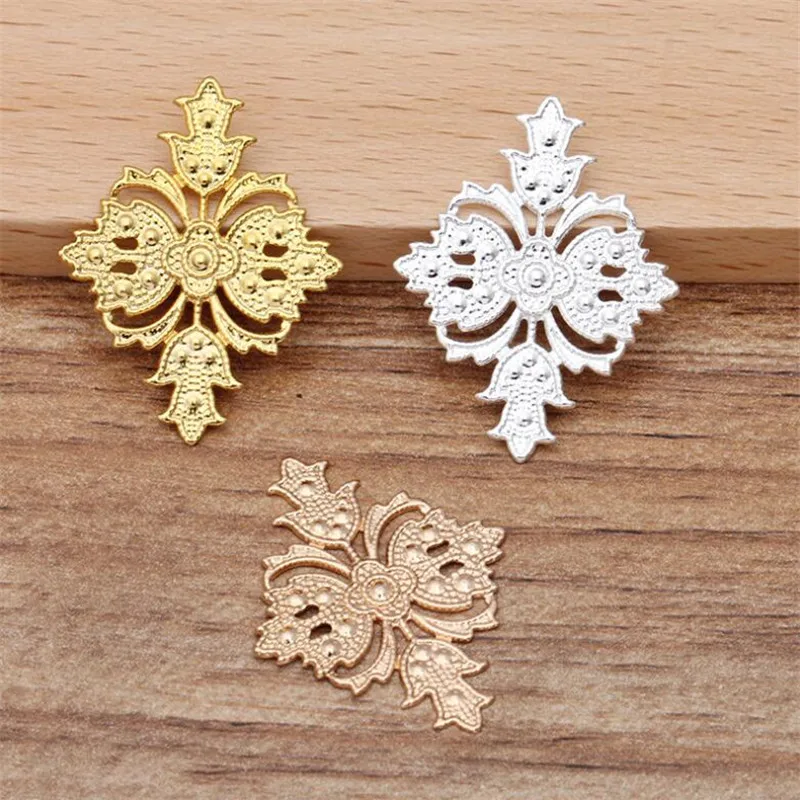 Винтажный полый цветочный мотив покрытые серебром Подвески фурнитура для