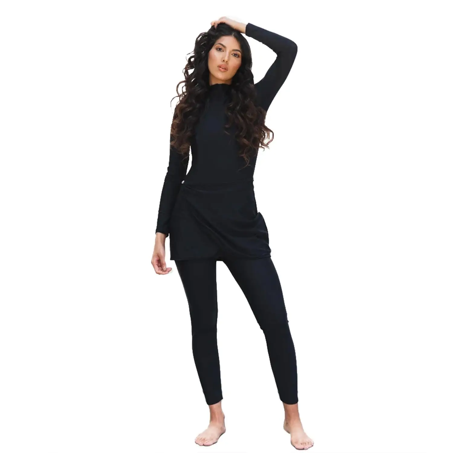 

2021 Muslim Swimwear Burkini Islam Swimsuit Bikini Beachwear Modest Swimwear Plus Size Bathing Suit 3PCS