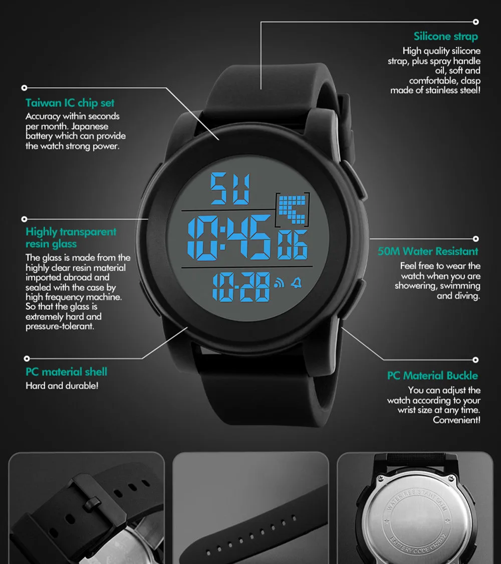

Reloj de pulsera Digital para hombre, crongrafo analgico con pantalla LED, estilo militar, resistente al agua, para deportes