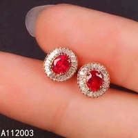 kjjeaxcmyfine jewelry 925 sterling silver inlaid natural red gem ruby female girl earrings ear studs exquisite support detection