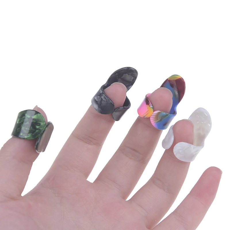 

4Pcs/Set Celluloid 1 Thumb + 3 Finger Guitar Picks Guitar Plectrums Sheath For Acoustic Electric Bass Guitar
