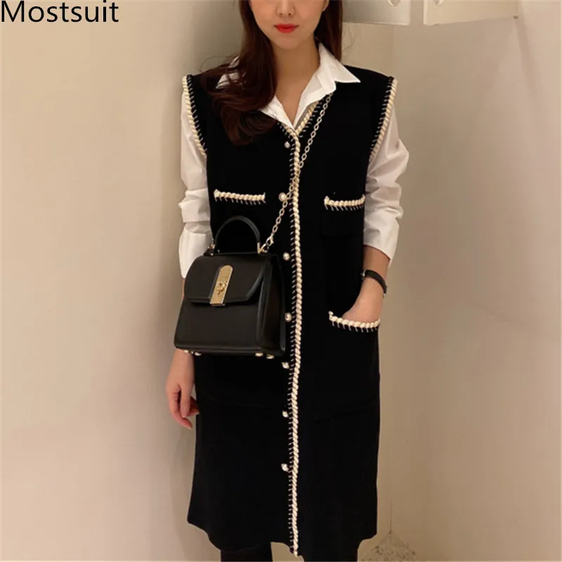 Черный цвет Блокировка v образным вырезом длинный жилет пальто для женщин