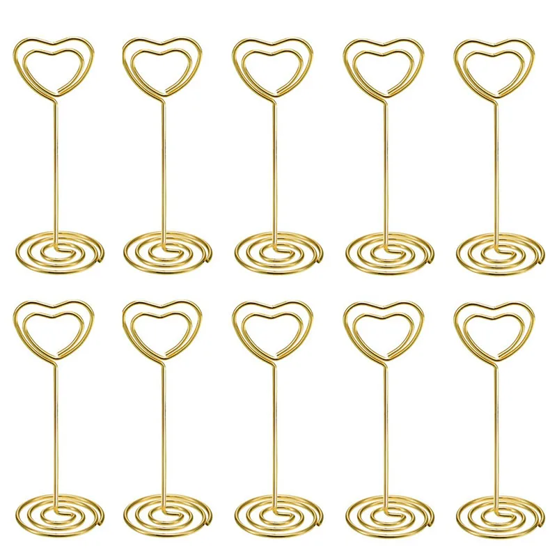 Gold 10 шт., держатель для карт, держатель для карт, подставки, зажимы для бумаги, для меню, для фотографий, заметок, держатель для фотографий, свадебные украшения - Цвет: Gold