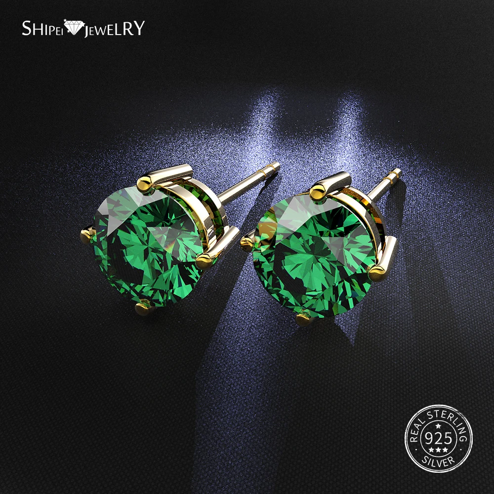 Женские и мужские серьги-гвоздики Shipei 100% Стерлинговое Серебро 925 пробы ювелирные