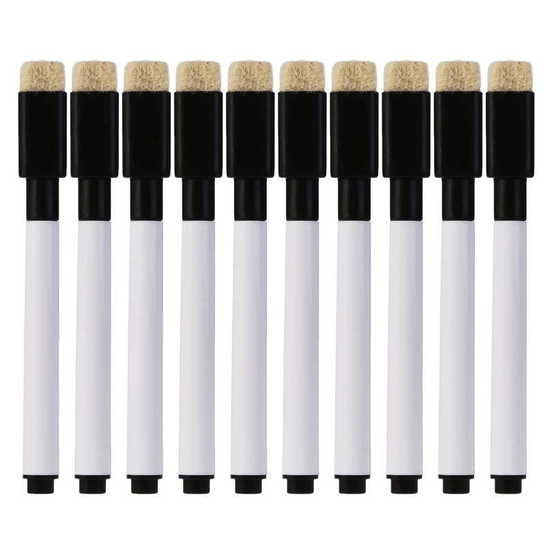 

10 Pcs Whiteboard Pen Black Ink Erasable Marker Office School Stationery Supplies