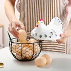 Корзина для хранения яиц в форме курицы, Железный контейнер для яиц, керамический декоративный держатель для хранения в виде курицы для кухни 2021