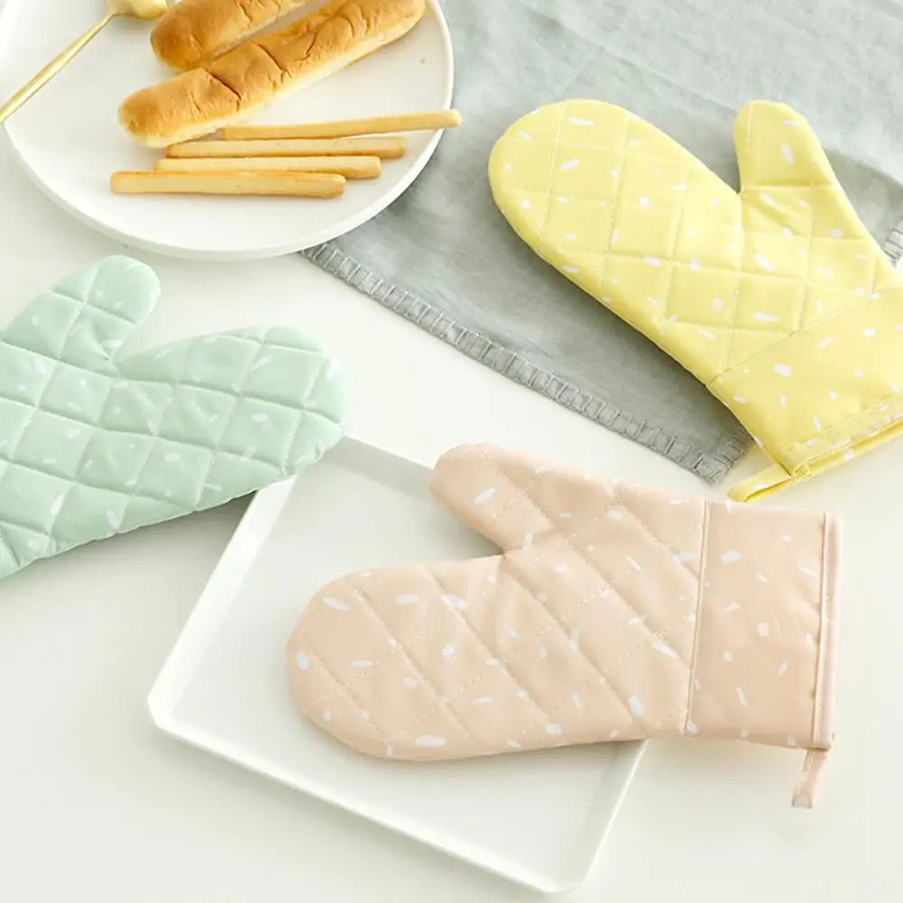 

1 Pair Microwave Oven Gloves Anti-skid Heat Insulation Fabric Thicker Baking Mitts Household Anti-scalding Gloves for Kitchen