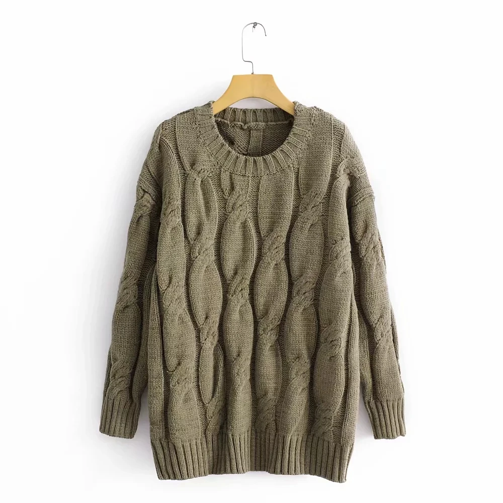 ZA Winter Warm loose knitted thick Winding sweater women pullover wide sleeve chic lady casual pull femme jersey woman jumper | Женская