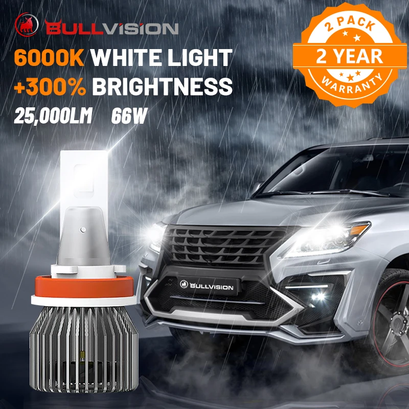 

Bullvision H8 LED Headlights 25000LM 6000K CSP Chips H7 H4 H11 H9 9005 9006 HB3 HB4 Canbus Error Free Turbo Mini Lamps 12V 24V