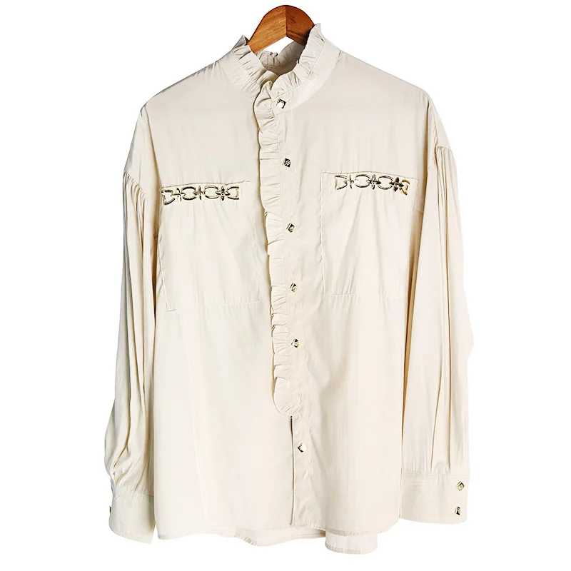 

YourSeason 2021 Spring Autumn New Ladies Ruffles Tops And Blouses Fashion Women Streetwear Loose Shirts 2 Colors