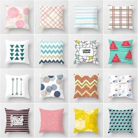 trendy striped plaid polyester pillow case cover minimalist throw sofa car cushion cover decor