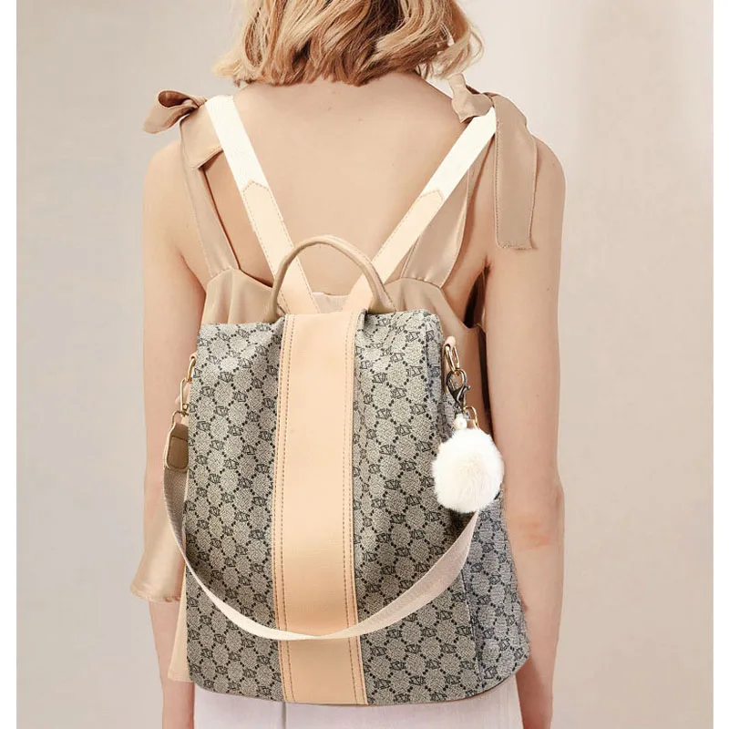 

Summer New Backpack Leather for Girls Large Pink Rucksack Women Lixury Designer Back Bag Vintage School Bags for Teenage Girls