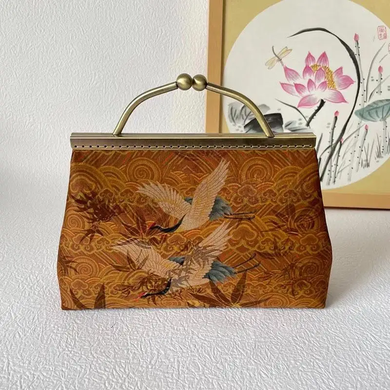 

Vintage Fragrant Cloud Yarn Crane Cheongsam Bag Mother Bag Portable Diagonal Bag Gift