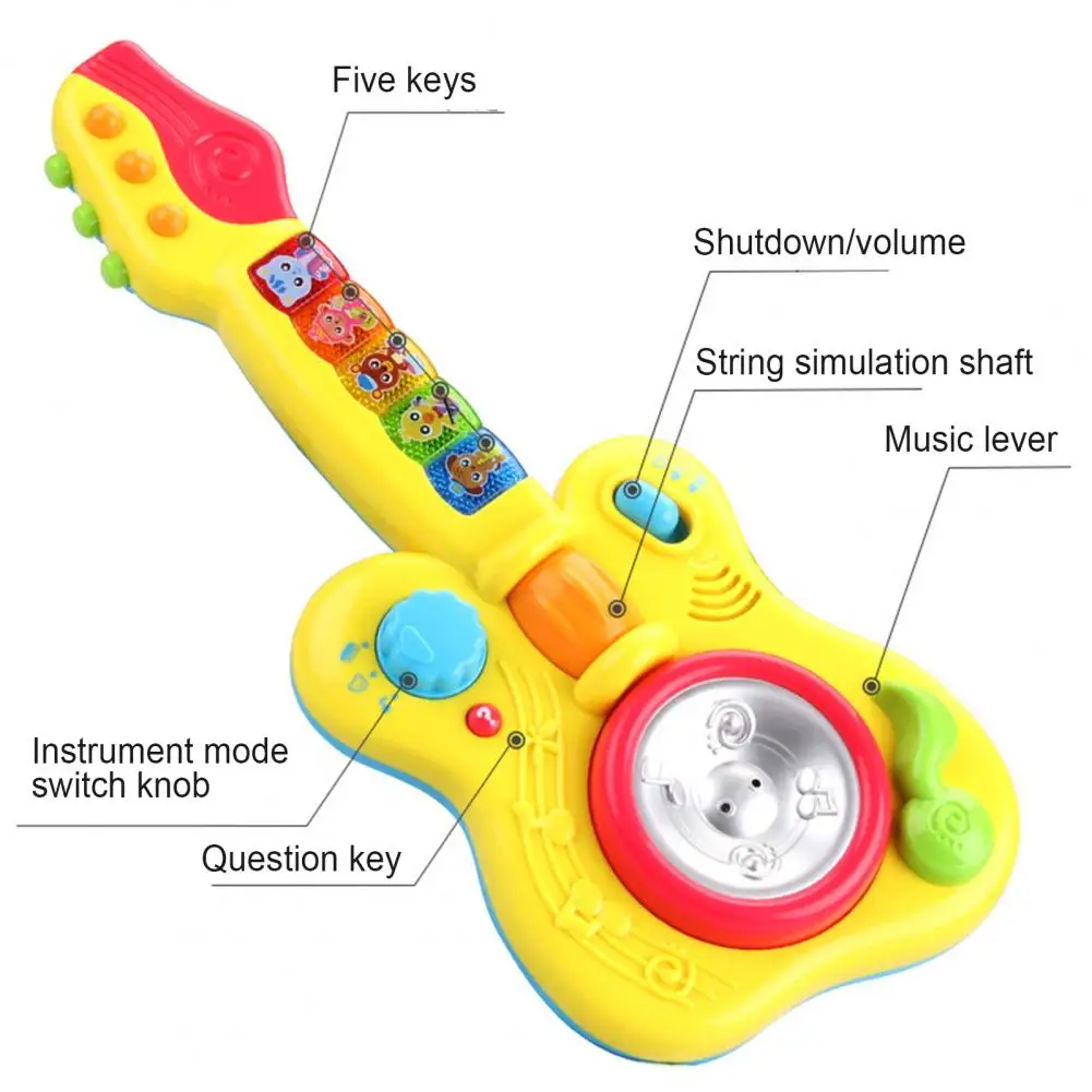 Мини мультяшный узор цветная электронная гитара детский музыкальный инструмент
