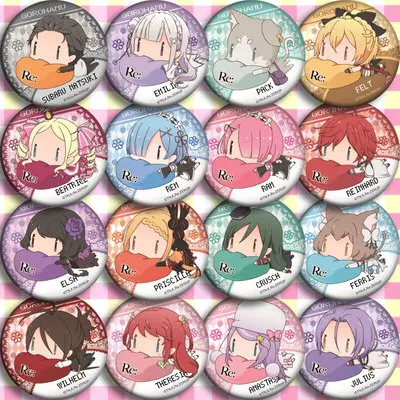 

Anime Life in a DIfferent World from zero Cosplay Badge Cartoon Brooch Pins Collection Bags Badges For Backpacks Button gifts