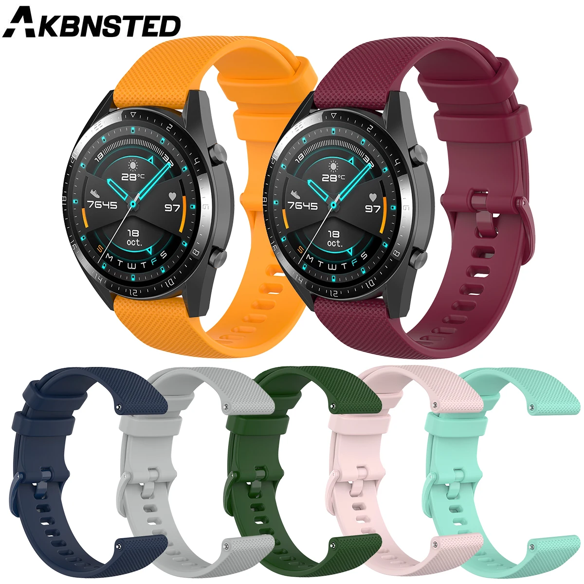 

AKBNSTED 20MM 22MM Silicone Wristband For Huawei GT 2 46MM/Huami Amazfit GTS/GTR/Garmin Vivoactive 4/3/Venu Sport Watch Strap