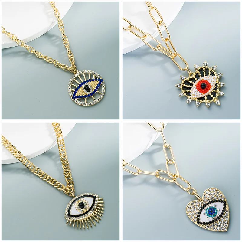 Стразы кристаллическое ожерелье от сглаза для женщин металлическая