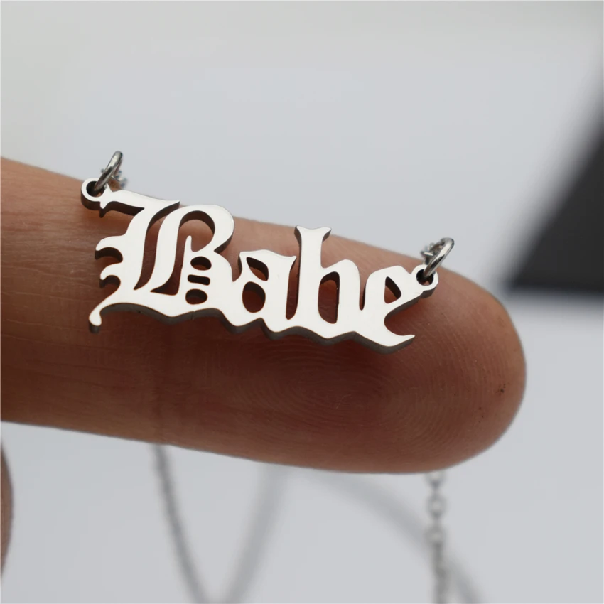 Stainless Steel Fashion Jewelry Custom Name Babe Pendant Necklaces for Women Gold Color Bijoux Femme images - 6